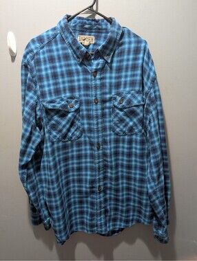 Duluth Trading Co XL Tall Blue Plaid Button-Up Shirt